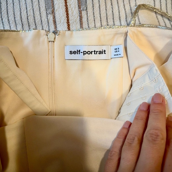 SELF-PORTRAIT Metallic Gold Tiered Midi Dress - Picture 11 of 15